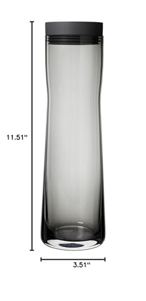 blomus -SPLASH- Smoked glass water carafe, smoke/dark gray, 1 liter capacity, silicone/stainless steel lid, easy to use (H/W/D 29.5 x 9 x 9 cm, 63807)