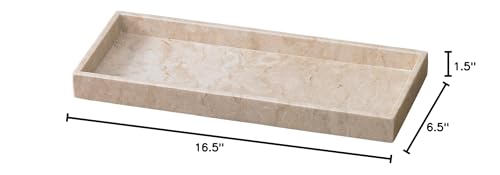 Creative Home Natural Java Marble Tray Handcrafted Stone Organizer for Bathroom Vanity Office Entryway Not Plastic Elegant Catchall for Skincare Jewelry Stationery, 6.5 x 16.5 x 1.5 H Inch