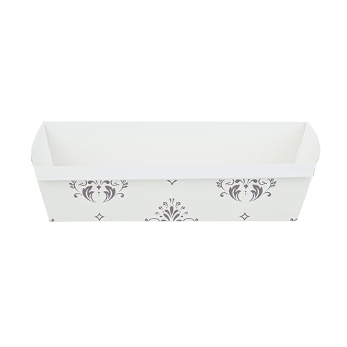 Restaurantware Paper Loaf Pan 100 Count 10 x 3.6 x 2.5 Inches 42 Oz Greaseproof Baking Loaf Mold, Vintage Floral Design Oven Safe Freezer Safe Rectangular Beige Baking Pan For Cakes And Bread
