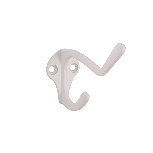 Design House 188136 Classic 3-inch Double Hat and Coat Hook for Bathroom Bedroom Closet Kitchen or Office White 5-Pack