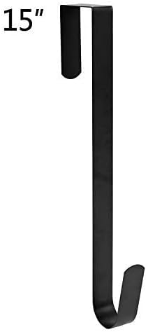 Sattiyrch 15" Wreath Hanger - Sturdy Steel Over The Door Hook for Front Door (Black, 1)