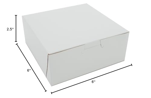 SCT white one-piece non-window bakery boxes, 6 x 6 x 2.5, white, paper, 250/carton