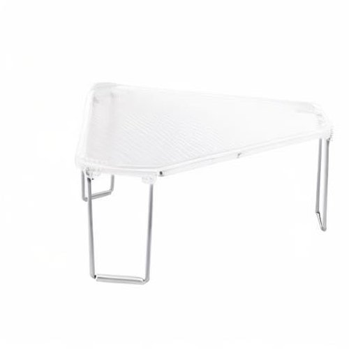 mDesign Plastic/Steel Freestanding Foldable Corner Stackable Organizer Shelf for Kitchen, Counter, Pantry, Cabinet Storage, Holds Plates, Dishes, Ligne Collection, 2 Pack - Clear