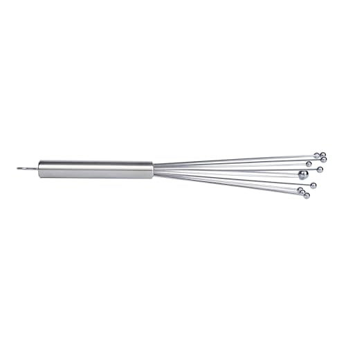 Restaurantware 10.5 in Stainless Steel Ball Whisk - 6 Pack - German Standard Egg Beater with Ergonomic Handle, Dishwasher Safe - Manual Mixer Cooking Whisk for Baking, Stirring, Sauces, Beating