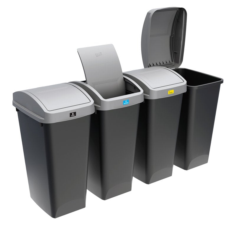 12 Gallon Kitchen Trash Can with Swing Top Lid - Grey Variant