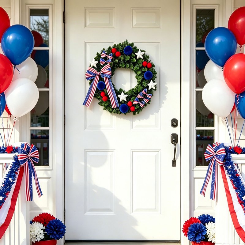 Patriotic Wreath 250th Anniversary Independence Day Decor - Variation 0C