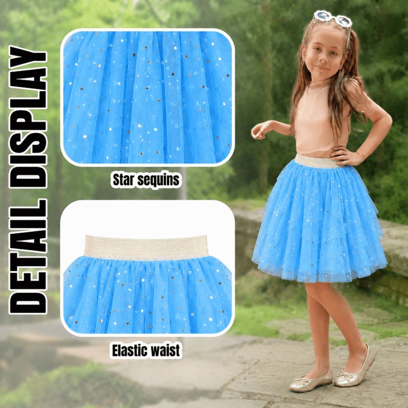 Girls Tulle Skirt with Sequin Hearts - Blue 9-10 Years Variation of THIS listing