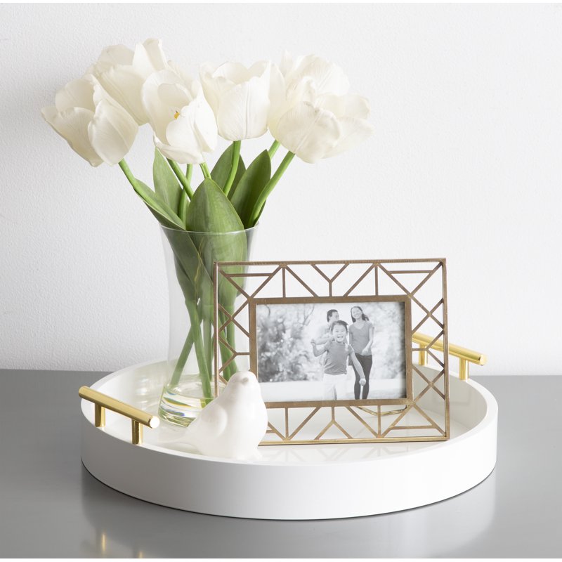 Modern Round Decorative Tray - 15.5" Diameter, White