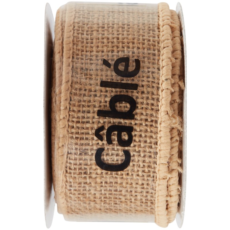 Natural Burlap Ribbon 2.5 Inch Woven Craft Ribbon for Wedding & Decor, 9 Feet