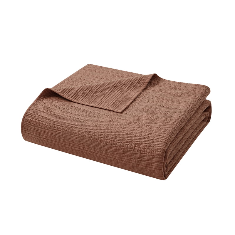Full/Queen Garment Washed Stripe Quilt - Terracotta Orange Microfiber