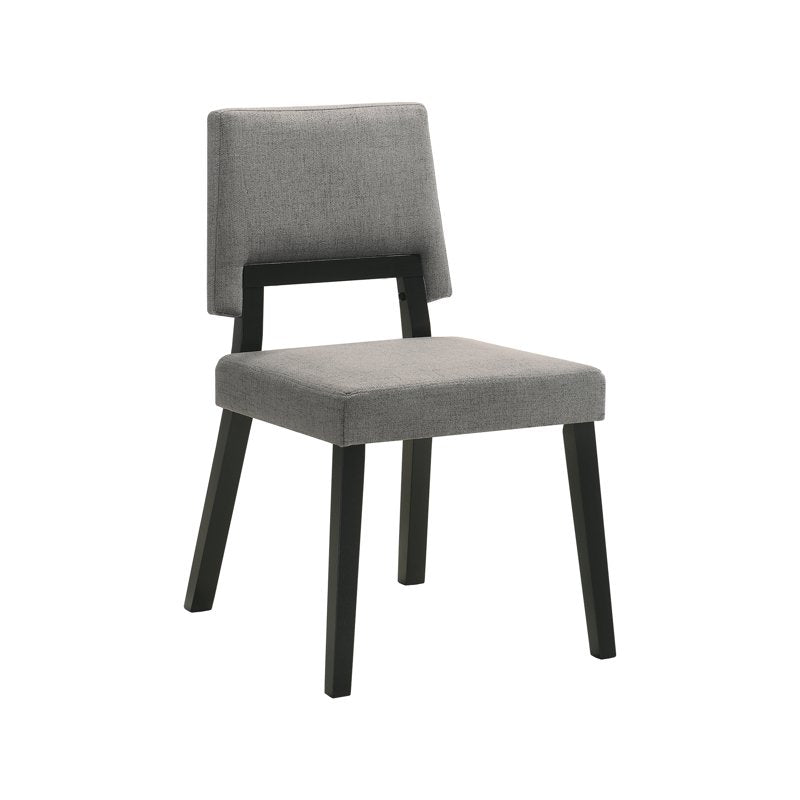 Wood Dining Chair Set of 2 - Black Finish with Charcoal Fabric