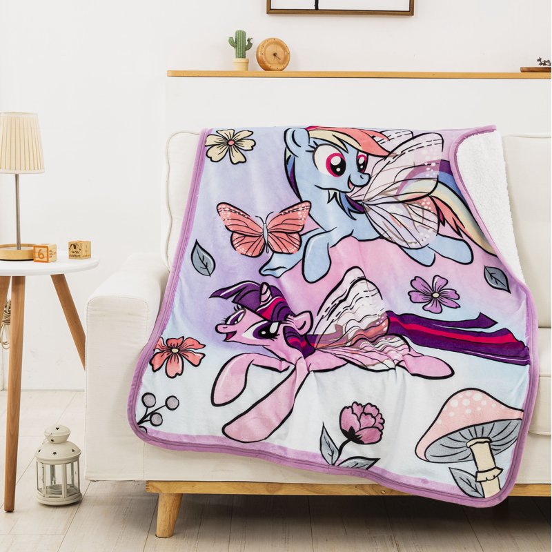My Little Pony Floral Flight Silk Touch Sherpa Blanket - 40x50 Inch