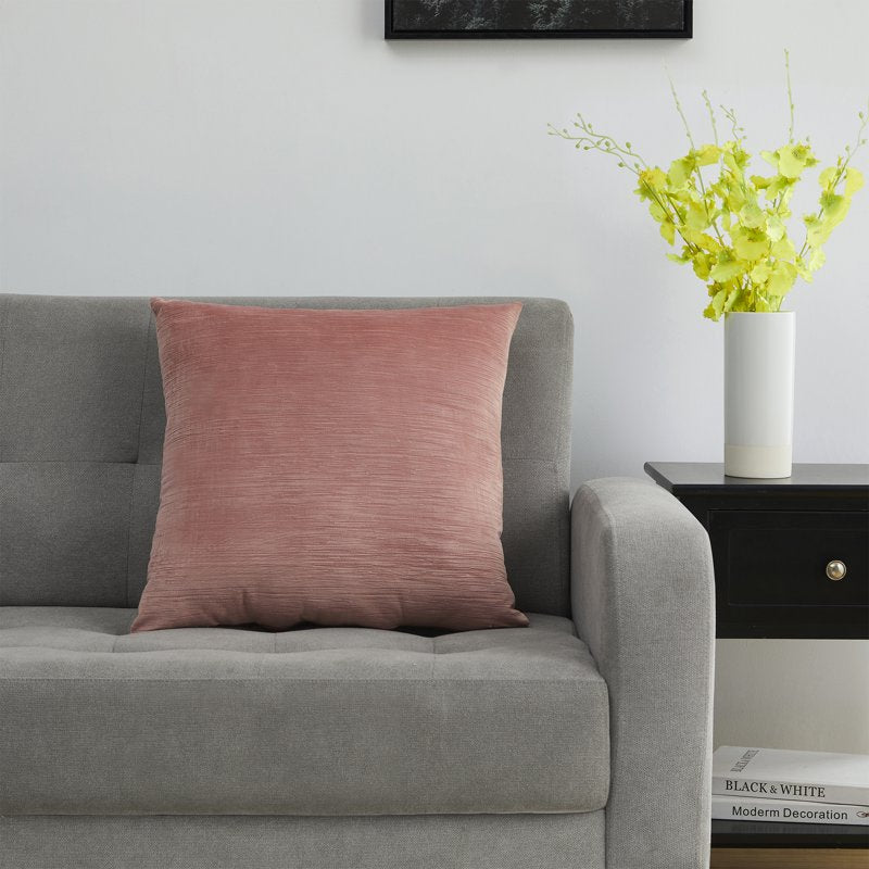 Pink Textured Velvet Decorative Throw Pillow 18x18 inches - Mainstays