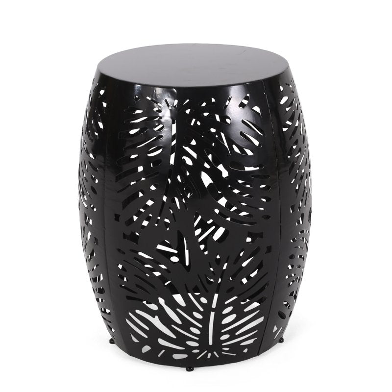 Modern Metal Outdoor Side Table with Iron Cut Design