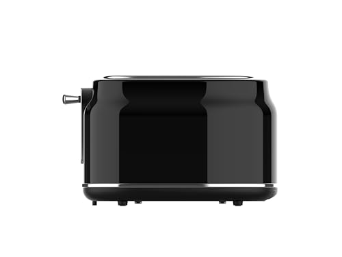 Frigidaire ETO102-WHITE, 2 Slice Toaster, Retro Style, Wide Slot for Bread, English Muffins, Croissants, and Bagels, 5 Adjustable Toast Settings, Cancel and Defrost, 900w, Black