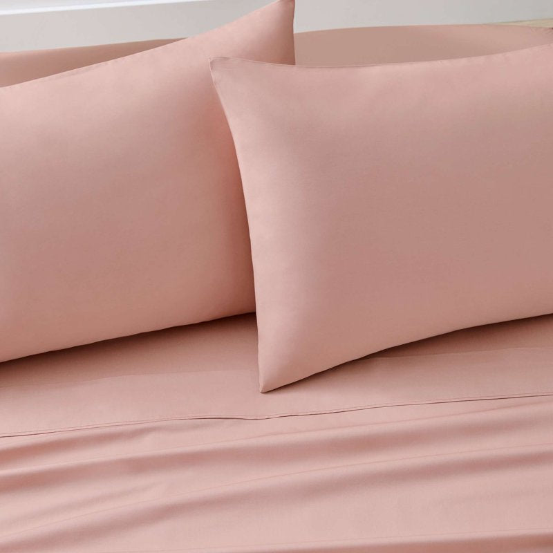 King Size Cotton Percale Pillowcases - 2 Pack, Antique Blush, 300 Thread Count