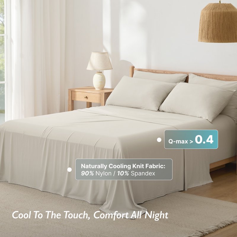Breescape Essentials 4-Piece B-Cool Cooling Bed Sheets Set - King, Soft Taupe