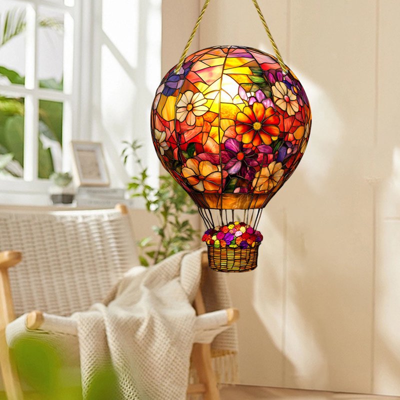 Hot Air Balloon Acrylic Ornament - Window & Garden Hanging Decor - Variation 032