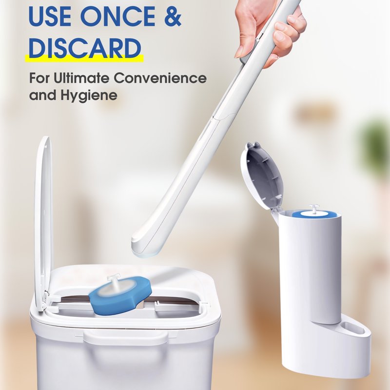 Toilet Wand with 16 Disposable Refills and Storage Caddy – Deep Cleaning & Sanitary Bathroom Brush Set