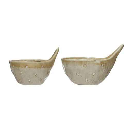 Creative Co-Op Stoneware Colanders with Handles, Set of 2