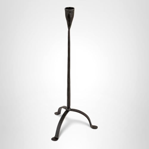 Creative Co-Op 16" H Hand-Forged Cast Metal Footed Taper Holder, Black