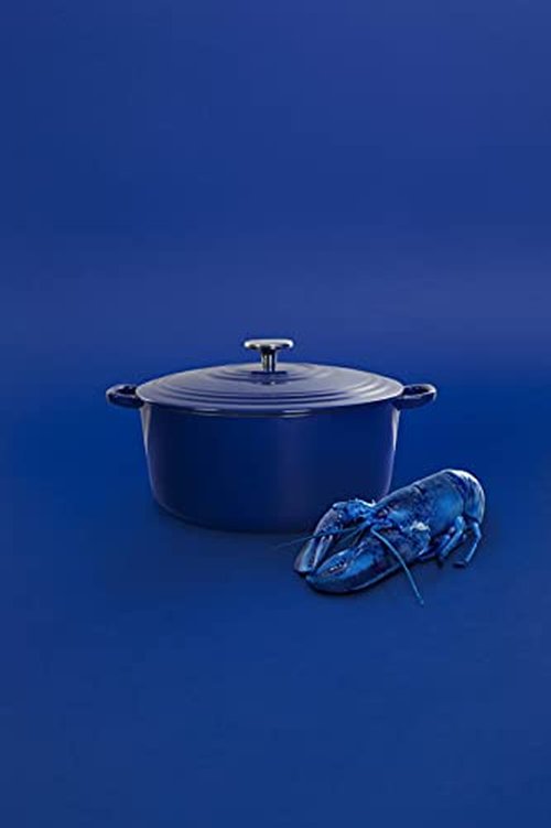 BK Bourgogne Enameled Cast Iron Induction 7QT Nonstick Dutch Oven, PFAS Free, Dishwasher Safe, Royal Blue