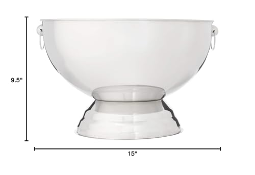 Winco SPB-35 Stainless Steel Punch Bowl with Handles, 3.5-Gallon, Medium