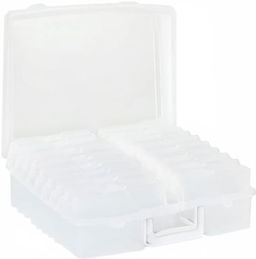 Novelinks Transparent Photo Cases - 4" x 6" Craft Keeper with Handle & 16 Inner Organizers | Clear Storage Box