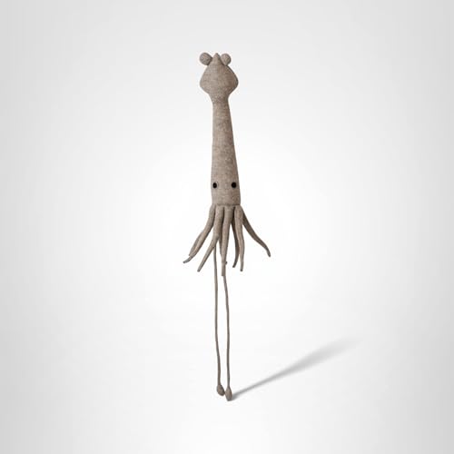 Creative Co-Op Handmade Wool Felt Squid Wall Hanging, Grey and Black