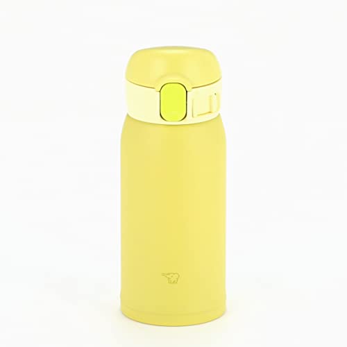 Zojirushi SM-WA36-YA Water Bottle, One-Touch Stainless Steel Mug, Seamless 0.36L Lemon