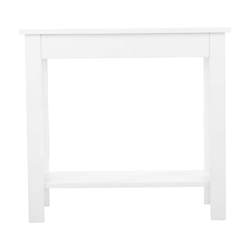 Narrow Side Table with Charging Station - Small End Table with 2 USB Ports, 2 Power Outlets, and Storage Shelf - Slim Nightstand for Living Room, Bedroom, or Small Spaces by Lavish Home (White)