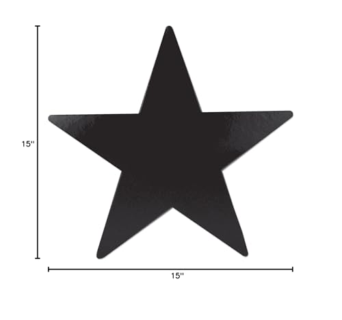 Beistle 24-Pack Foil Black Star Cutouts, Awards Night Party Decorations for Occasions, Celebrations & Events, Star Theme Decor for Wall & Table, 15”