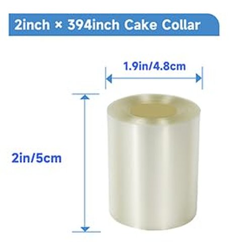 Urxirha 2 Pack Cake Collars 2inch × 394inch, Transparent Acetate Sheets for Baking, Clear Cake Strips Cake Rolls for Cake Decorating