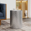 22.25" Silver Hammered Accent Table - Contemporary Design