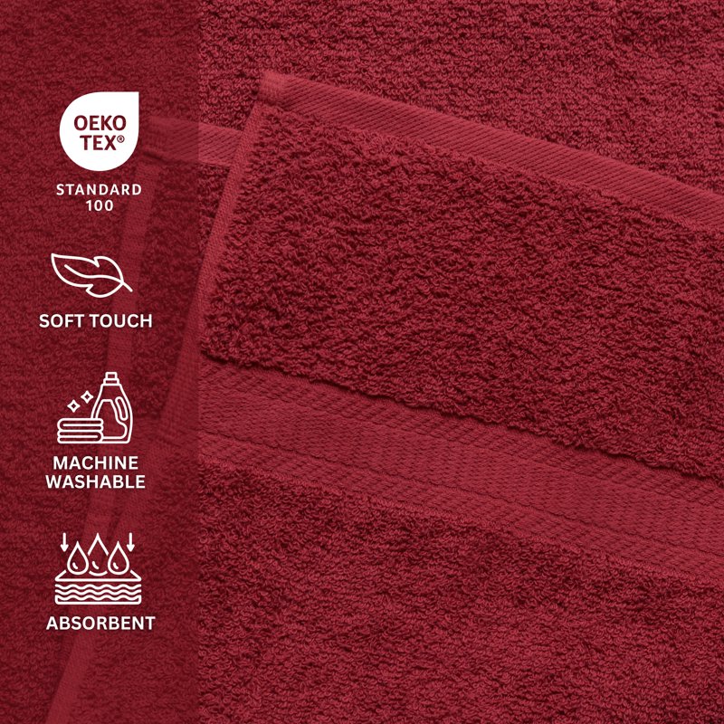 Mainstays 100% Cotton Bath Sheet - Red, Large 30x60 Inches