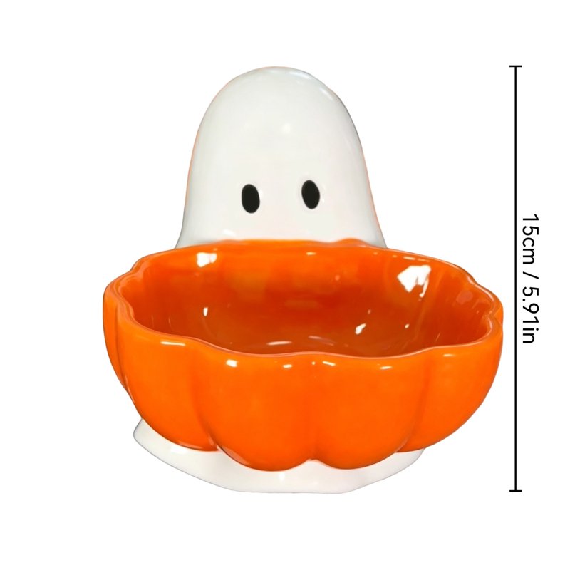 Liamobondopolis Halloween Ghost & Pumpkin Candy Bowl - Variation #014