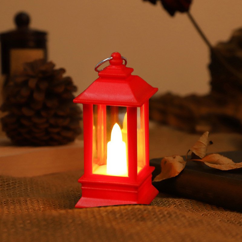 Red Decorative Lantern Indoor & Outdoor Waterproof LED Candle Lantern 3.7in with Timer