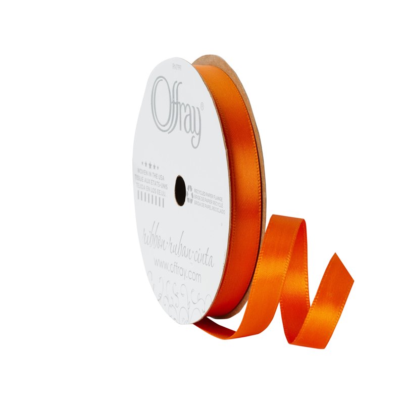 (3 Pack) Offray Satin Ribbon - Torrid Orange 3/8" x 18' - Craft Trim Set
