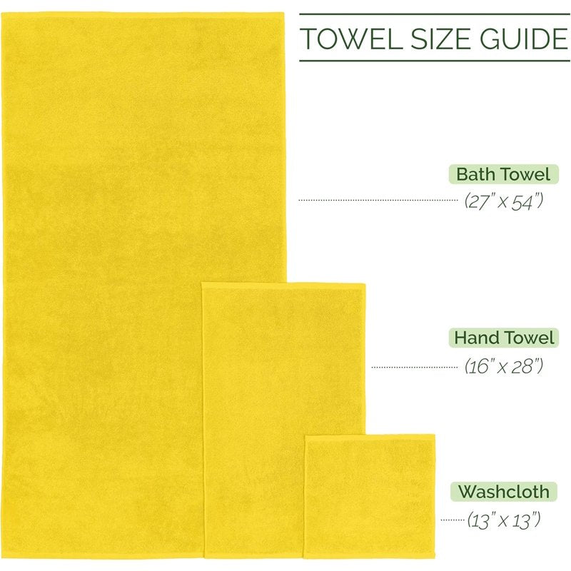Turkish Cotton Corduroy Bath Towel Set - 6-Piece Luxury Yellow