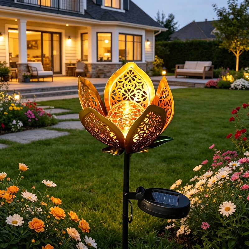 Solar Garden Lights I - Metal Waterproof Outdoor Stake Decorative LED Light