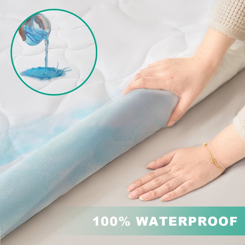 King Waterproof Mattress Pad with Extra Thick Quilted Microfiber Cover - Stayz N Place Skirt