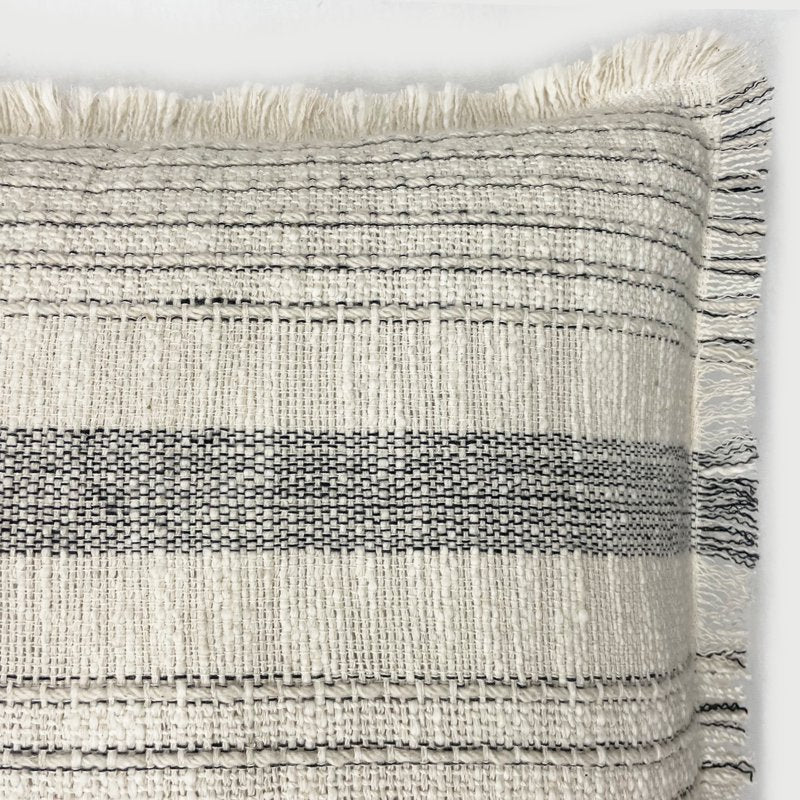 (2 Pack) Gray Striped Fringe Decorative Throw Pillow - 20x20 inch Cotton Cover, Plush Polyester Fill, Indoor Use - Variation of THIS listing 2