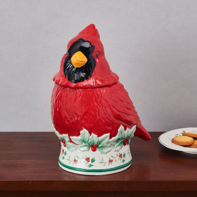 Cardinal Cookie Jar - Winterberry Holiday Decor, 10 in