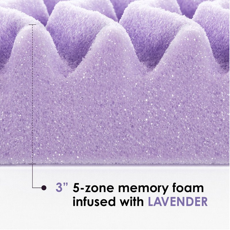 Queen 3-Inch 5-Zone Memory Foam Mattress Topper with Lavender Infusion