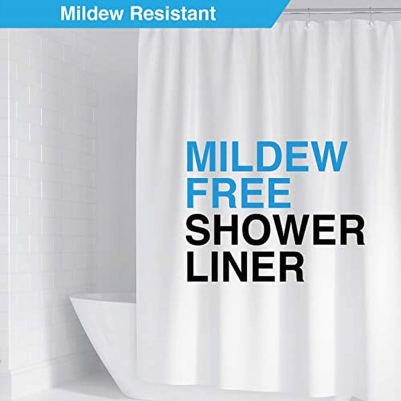 Heavy-Duty PEVA Shower Curtain Liner 72x72 Inches - White, Waterproof & Mold Resistant