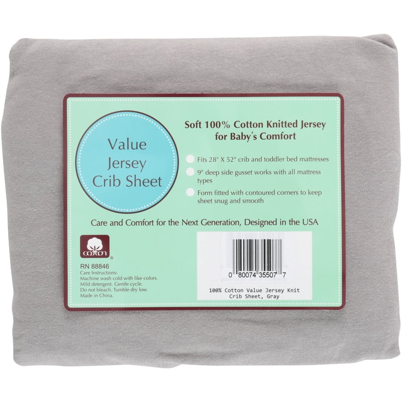 Cotton Fitted Crib Sheet 52x28 inches - Hypoallergenic & Breathable Gray