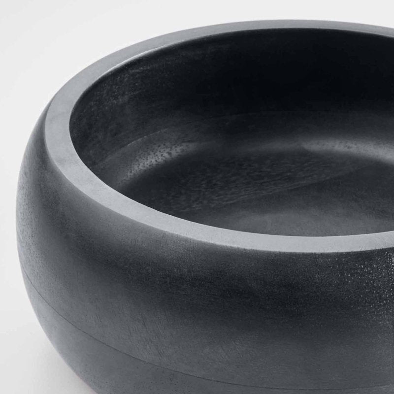 Medium Black Wood Serving Bowl - 4 Pack