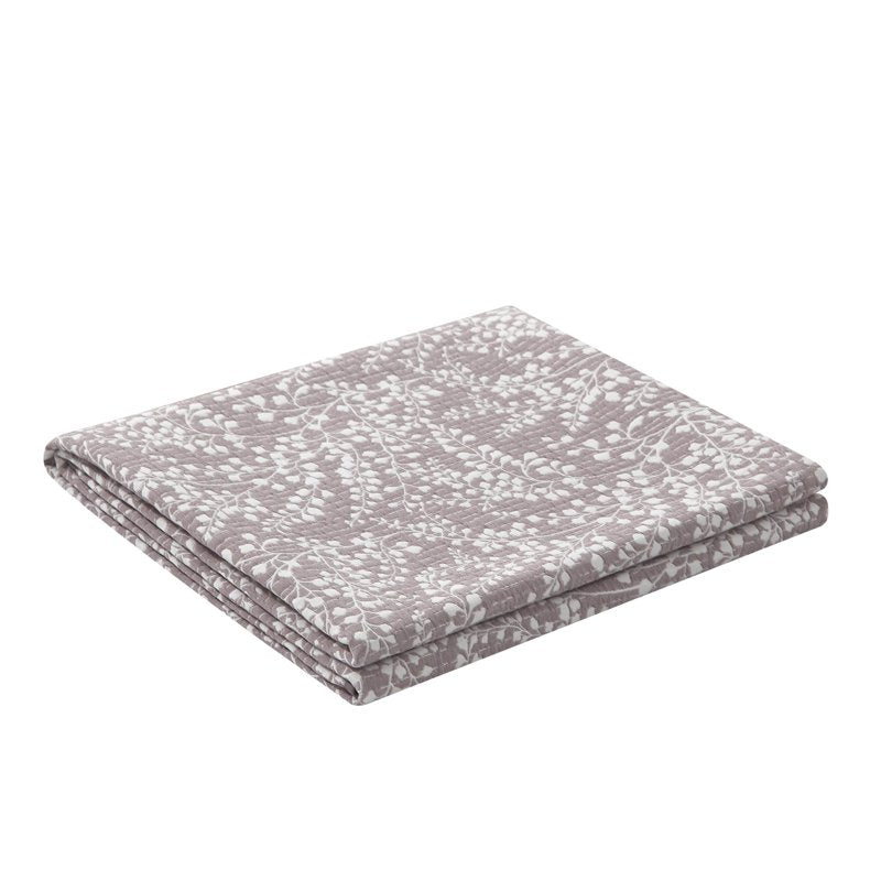 Full/Queen Botanical Floral Stitched Reversible Quilt Light Purple