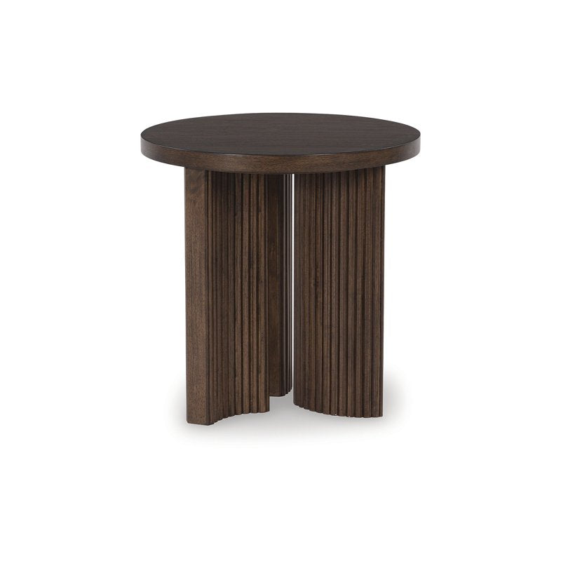 Contemporary End Table with Dark Brown Wood Finish