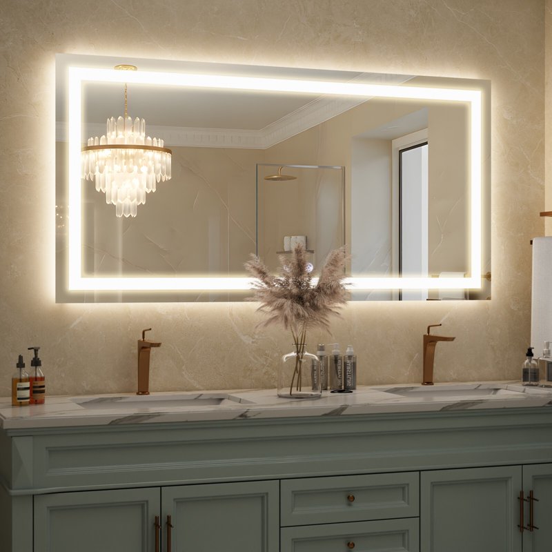 AUROMIR 30x60 Inch LED Bathroom Vanity Mirror with Dimmable 3 Color Modes